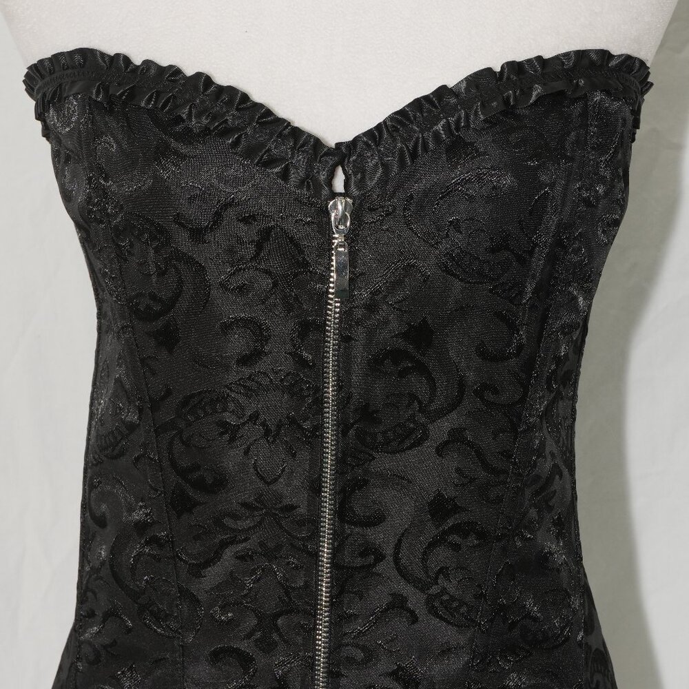 LNC Goth Bustier Sexy Black Party Clothes Womens 3XL Silver Hardware Textured - Picture 2 of 4